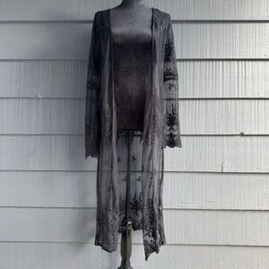 Haute Monde Black Lace Long Cover Up Size Small!